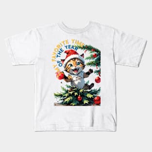 Messy Cat Christmas Kids T-Shirt